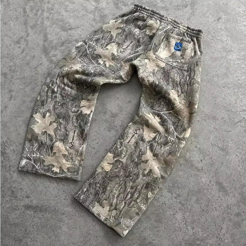 Y2K Streetwear Mencamouflage Pattern Printed High Street Hip Hop Sweat Pants Men Oversized Unisex Casual Camo Baggy Pants