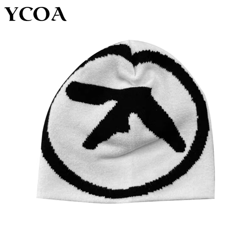 Women Hat Knitting Beanies Aphex Twin Caps for Men Y2K Streetwear Winter Fashion Pullover Kpop Vintage Goth Warm Hip Hop Unisex