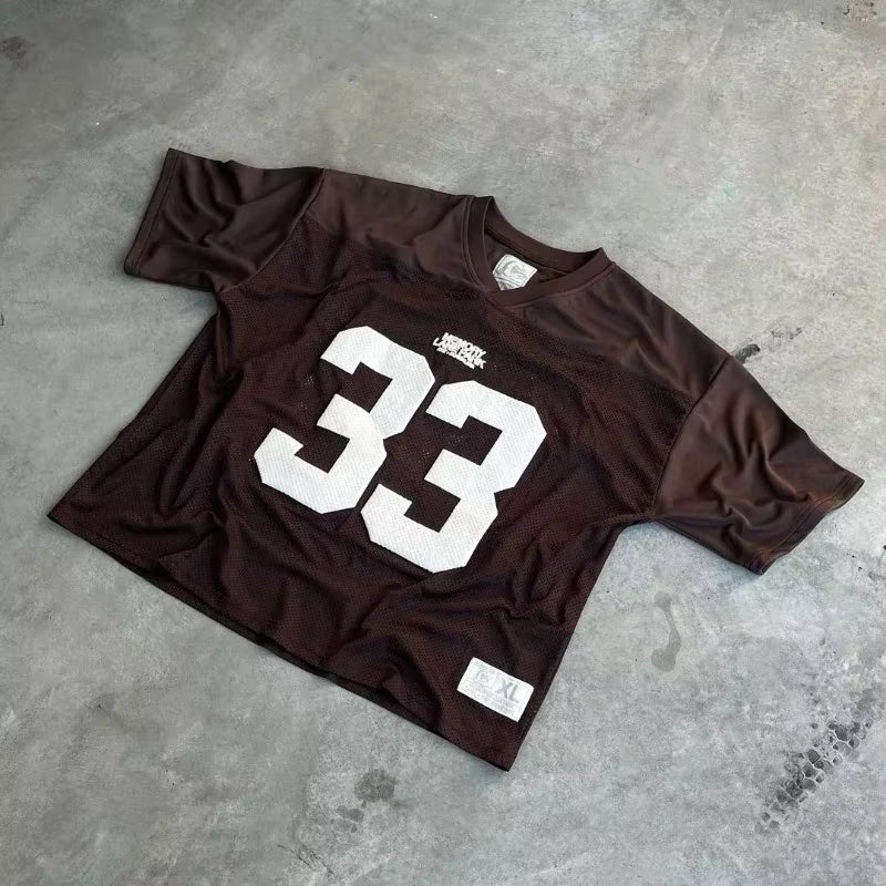 Y2K Mesh Jersey Quick Dry T Shirt Breathable Streetwear Men Women Oversized College Sports Wear Unisex Football Training Wear